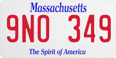 MA license plate 9NO349