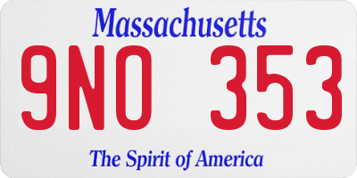 MA license plate 9NO353