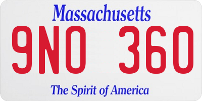 MA license plate 9NO360