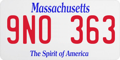 MA license plate 9NO363