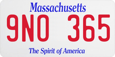 MA license plate 9NO365
