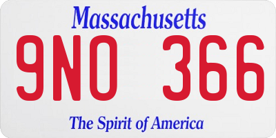 MA license plate 9NO366