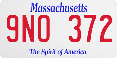 MA license plate 9NO372