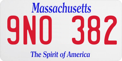 MA license plate 9NO382