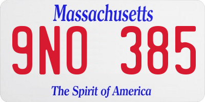 MA license plate 9NO385