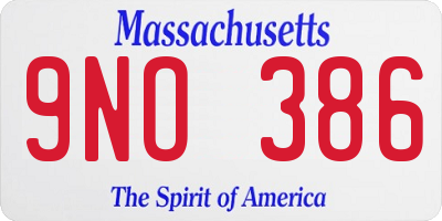 MA license plate 9NO386