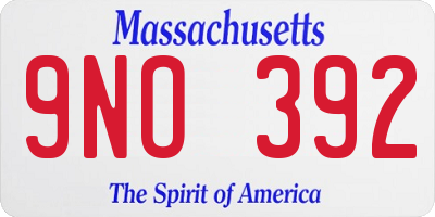 MA license plate 9NO392