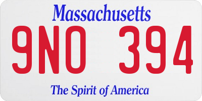 MA license plate 9NO394