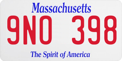 MA license plate 9NO398