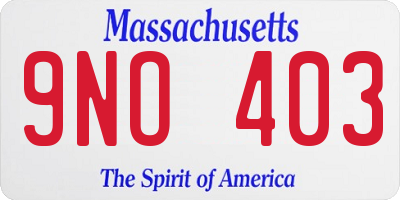 MA license plate 9NO403