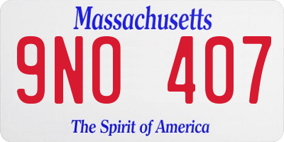 MA license plate 9NO407