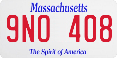 MA license plate 9NO408