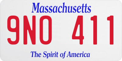 MA license plate 9NO411