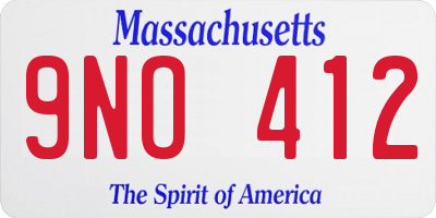 MA license plate 9NO412