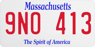 MA license plate 9NO413