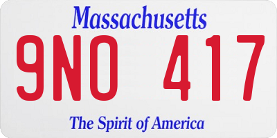 MA license plate 9NO417