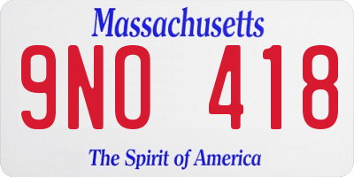 MA license plate 9NO418