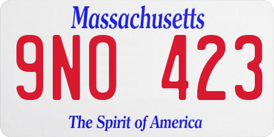 MA license plate 9NO423