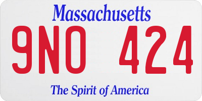 MA license plate 9NO424