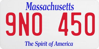 MA license plate 9NO450