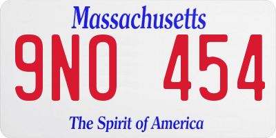 MA license plate 9NO454