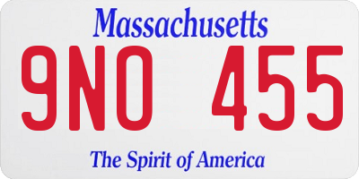 MA license plate 9NO455