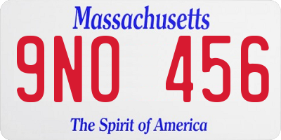 MA license plate 9NO456