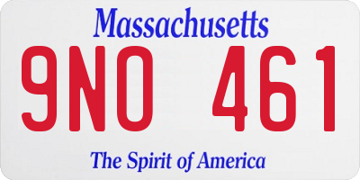 MA license plate 9NO461