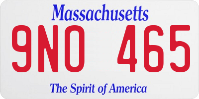 MA license plate 9NO465
