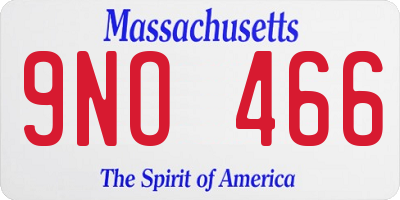 MA license plate 9NO466