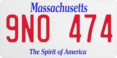 MA license plate 9NO474