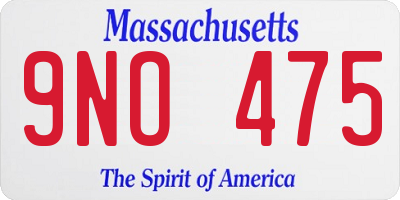 MA license plate 9NO475