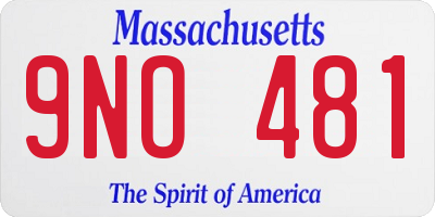 MA license plate 9NO481