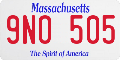 MA license plate 9NO505