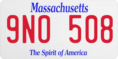 MA license plate 9NO508