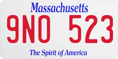 MA license plate 9NO523
