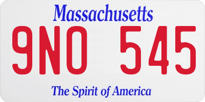 MA license plate 9NO545