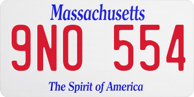 MA license plate 9NO554