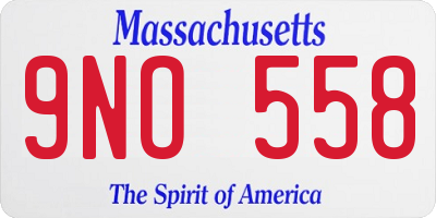 MA license plate 9NO558