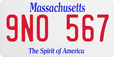MA license plate 9NO567