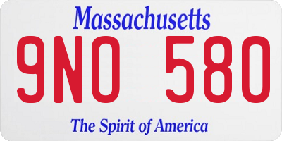 MA license plate 9NO580