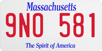 MA license plate 9NO581