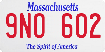 MA license plate 9NO602