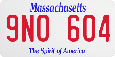 MA license plate 9NO604