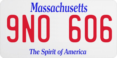 MA license plate 9NO606