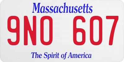 MA license plate 9NO607