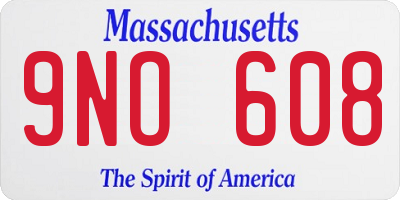 MA license plate 9NO608