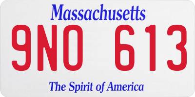 MA license plate 9NO613