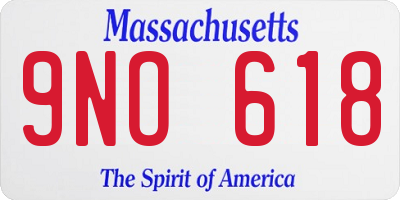 MA license plate 9NO618