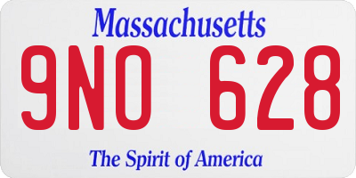 MA license plate 9NO628